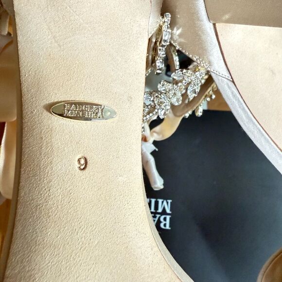 Badgley Mischka Ivory Heels with Crystal Embellishments/ size 9 - Picture 11 of 12